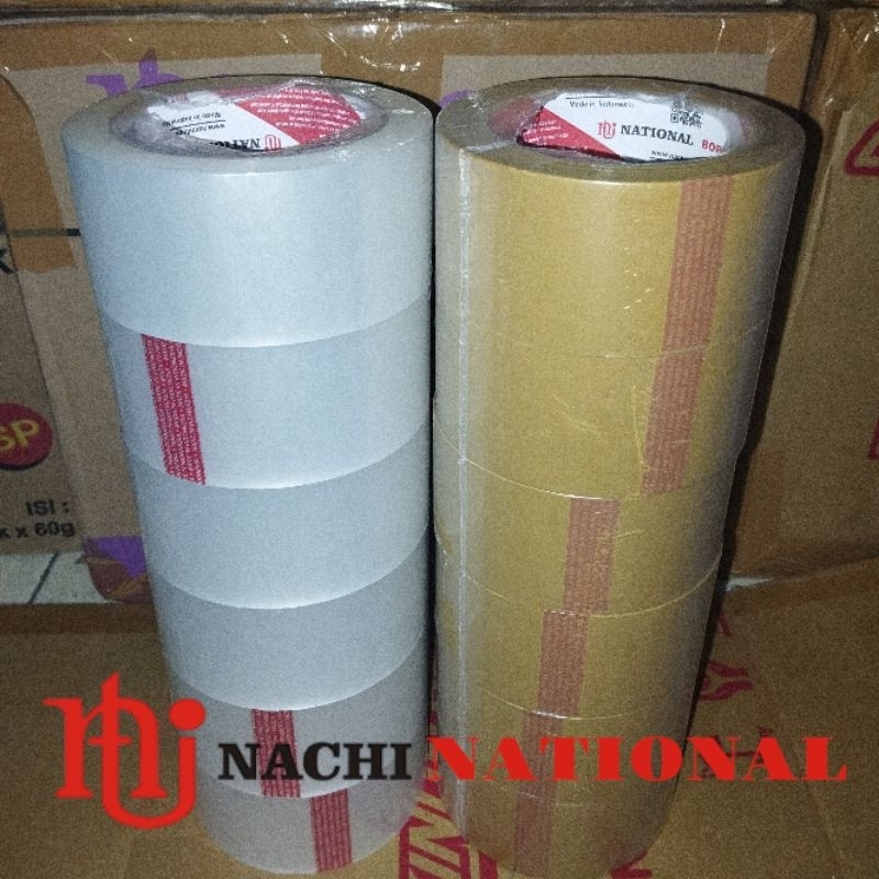 

LAKBAN OPP NATIONAL MERAH ( Coklat / Bening ) 48mm x 90yard