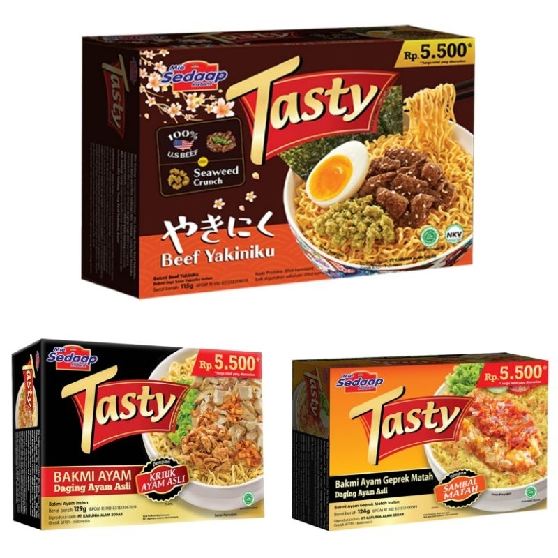 

MIE SEDAAP TASTY BAKMI AYAM 115g ALL VARIAN [ Pcs ]
