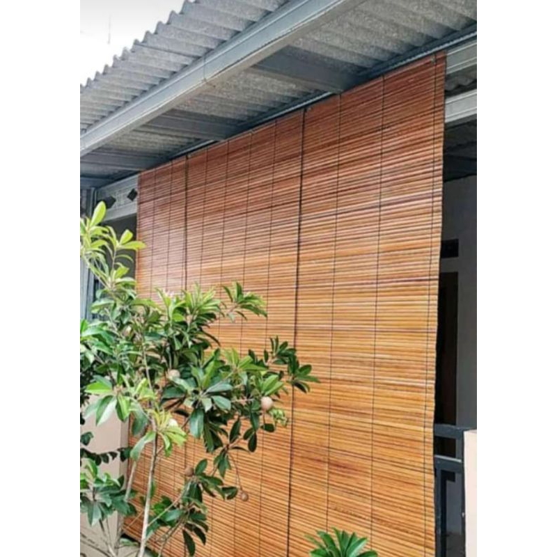 tirai krey bambu sawit outdoor + tali penggulung