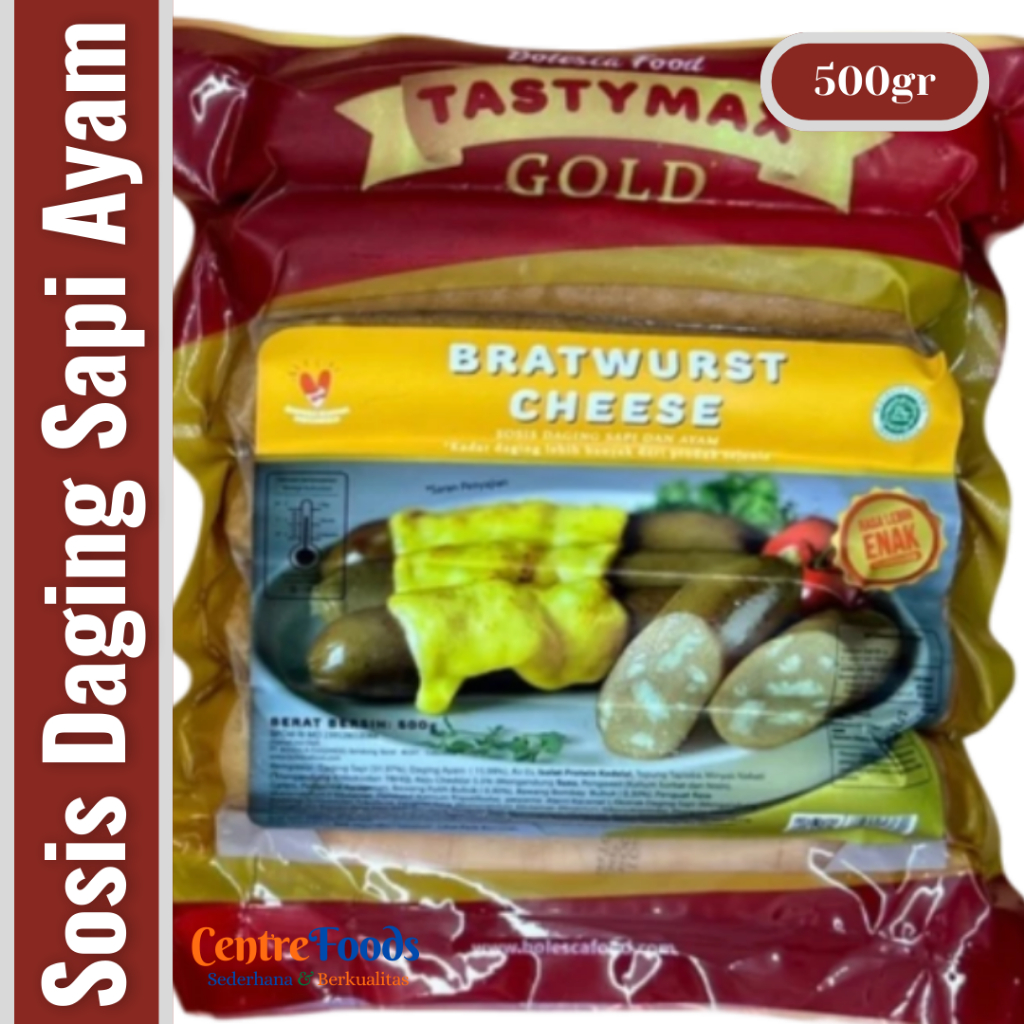 

Sosis Daging Sapi & Ayam - Bratwurst Cheese Tasty Max Gold | Isi 6 Pcs - 500gr [ Harga Per BKS ]