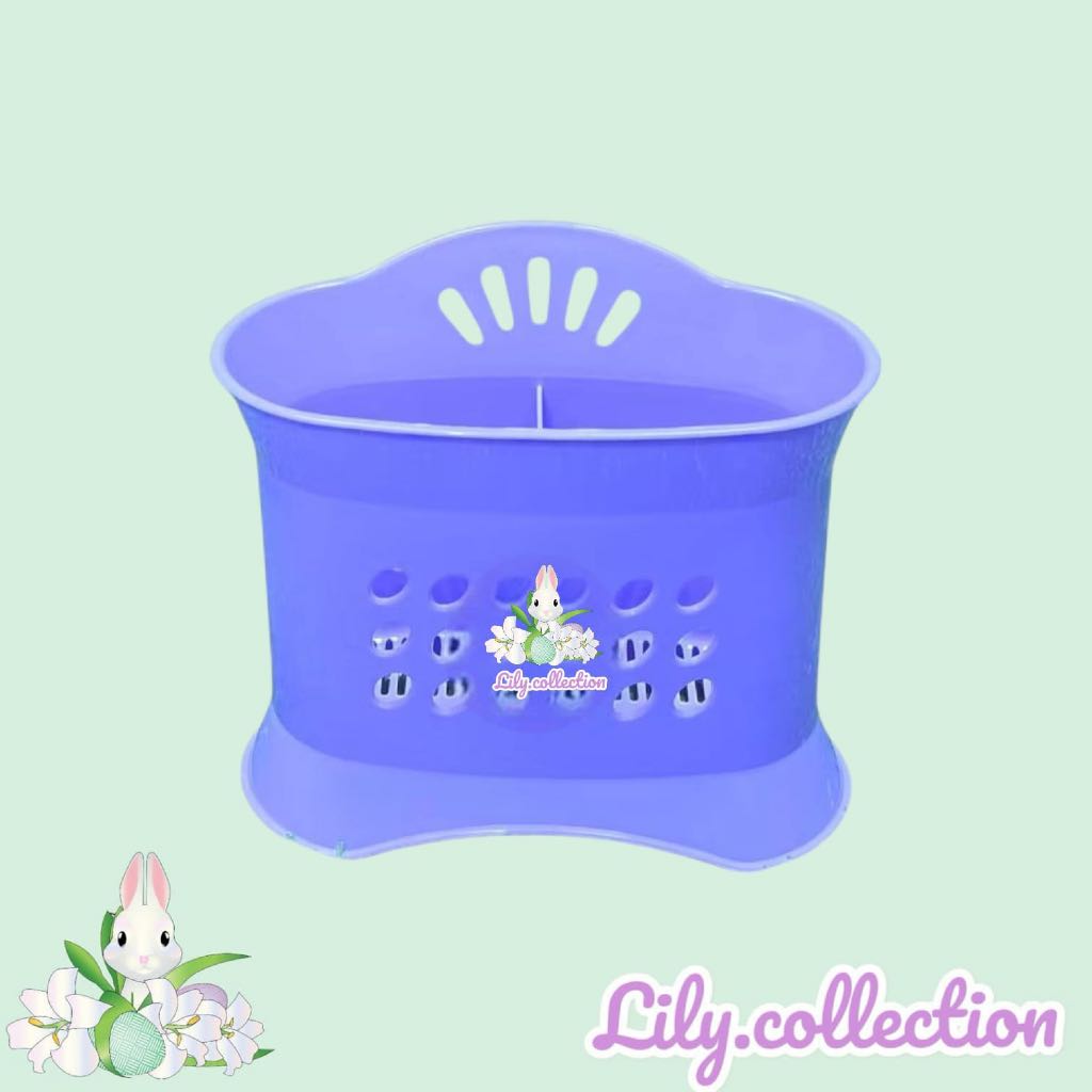Tempat Sendok Plastik Dua Sekat Warna Pastel LILYCOLLECTION