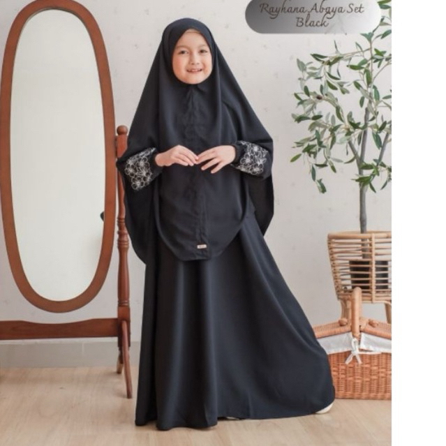 TERBARU Umma.Daily RAYHANA Abaya Set Gamis Bordir Set Bergo Free Cadar Gamis Anak Perempuan usia