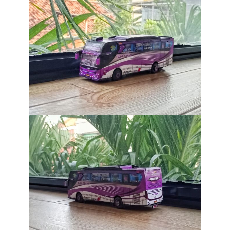 Papercraft Miniatur Bus SJM Trans "Ratu Maher" Skala 1:43