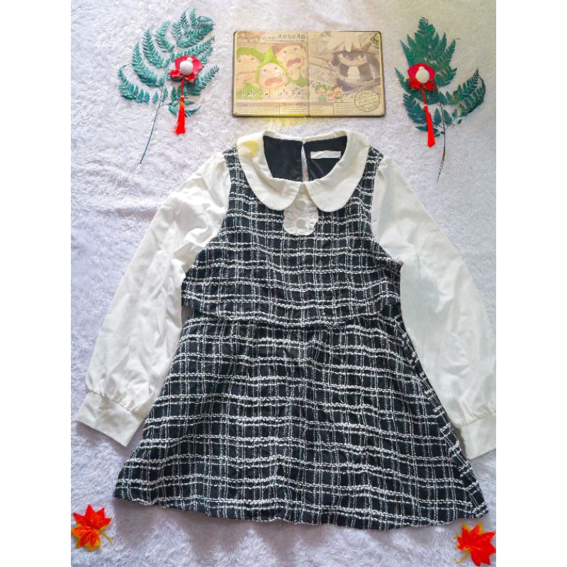 Mini Dress Tweed Tartan Abu Dearmylove Jiraikei JapanStyle / Dress Formal Kantoran