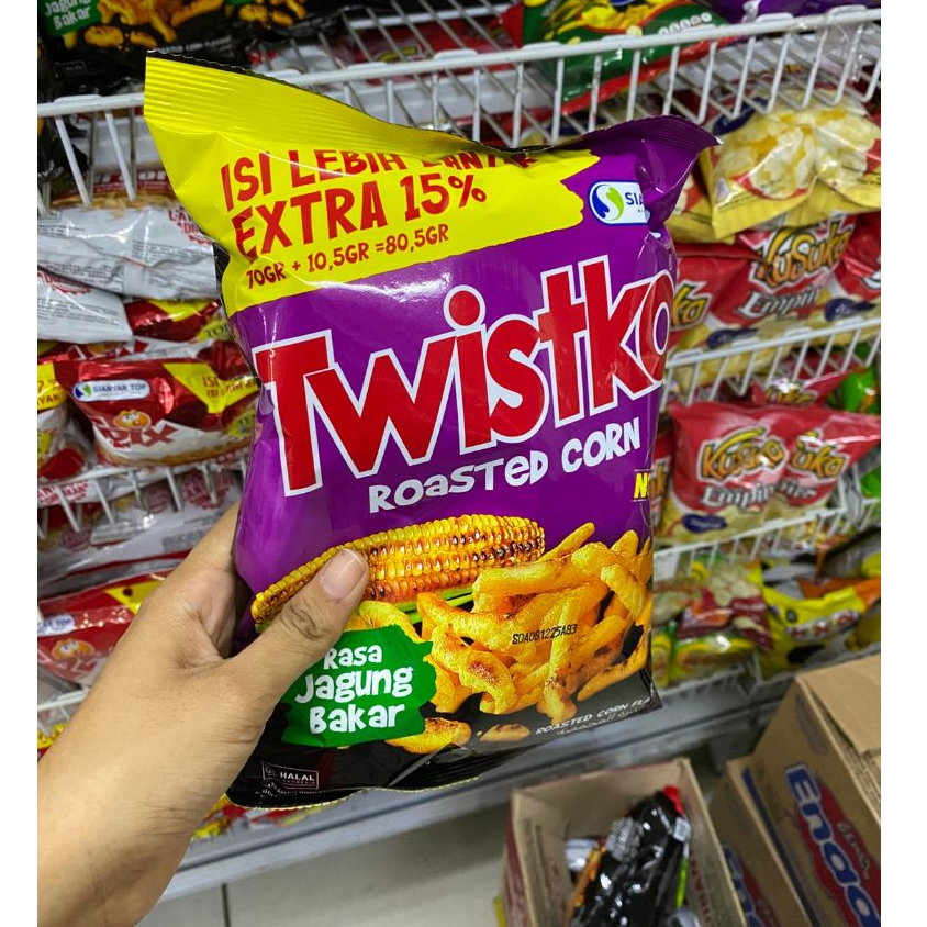 

Twistko Roasted Corn Snack Camilan Rasa Jagung Bakar 70gr