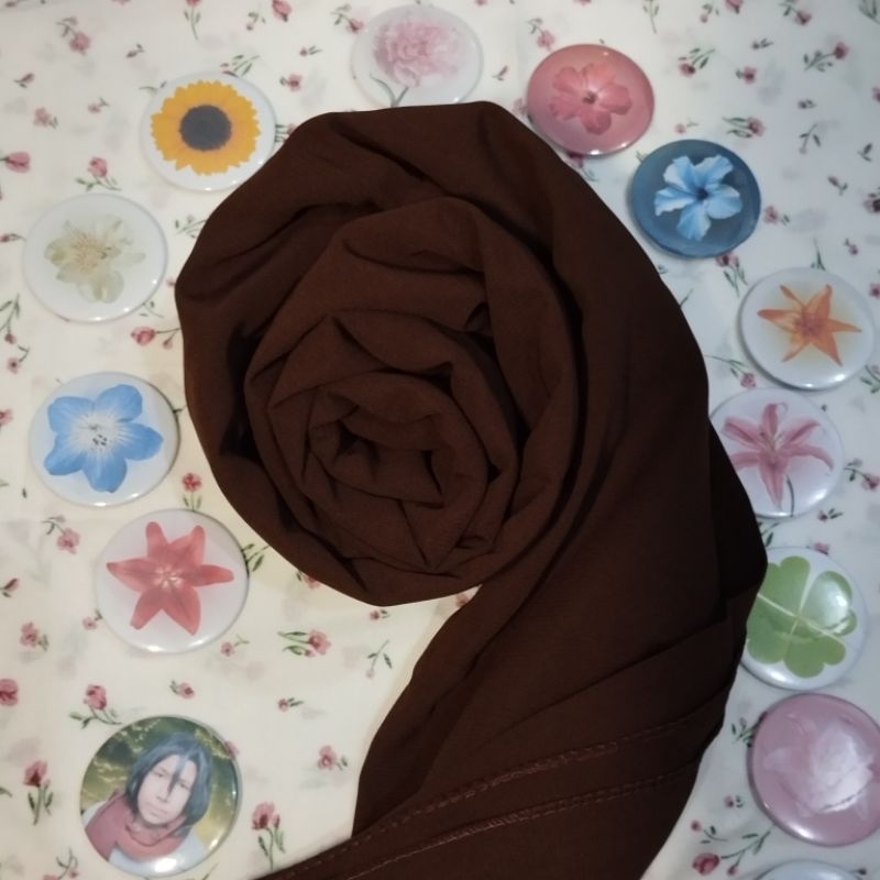 MURAH Jilbab Segi Empat Wolfis 130x130 [Hanya Warna COKLAT TUA] Syari Jumbo.