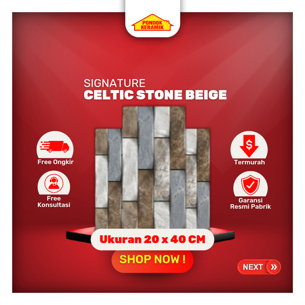 Keramik Dinding Signature 20x40 Celtic Stone / Keramik Dinding Motif Batu Alam