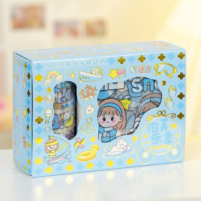 

Stiker Momo 4 Roll + 10 Lembar Set Box Motif Berbeda DIY Accessories Hape Botol Stiker Lucu Anak Kualitas Bagus Harga Untuk Satu Box