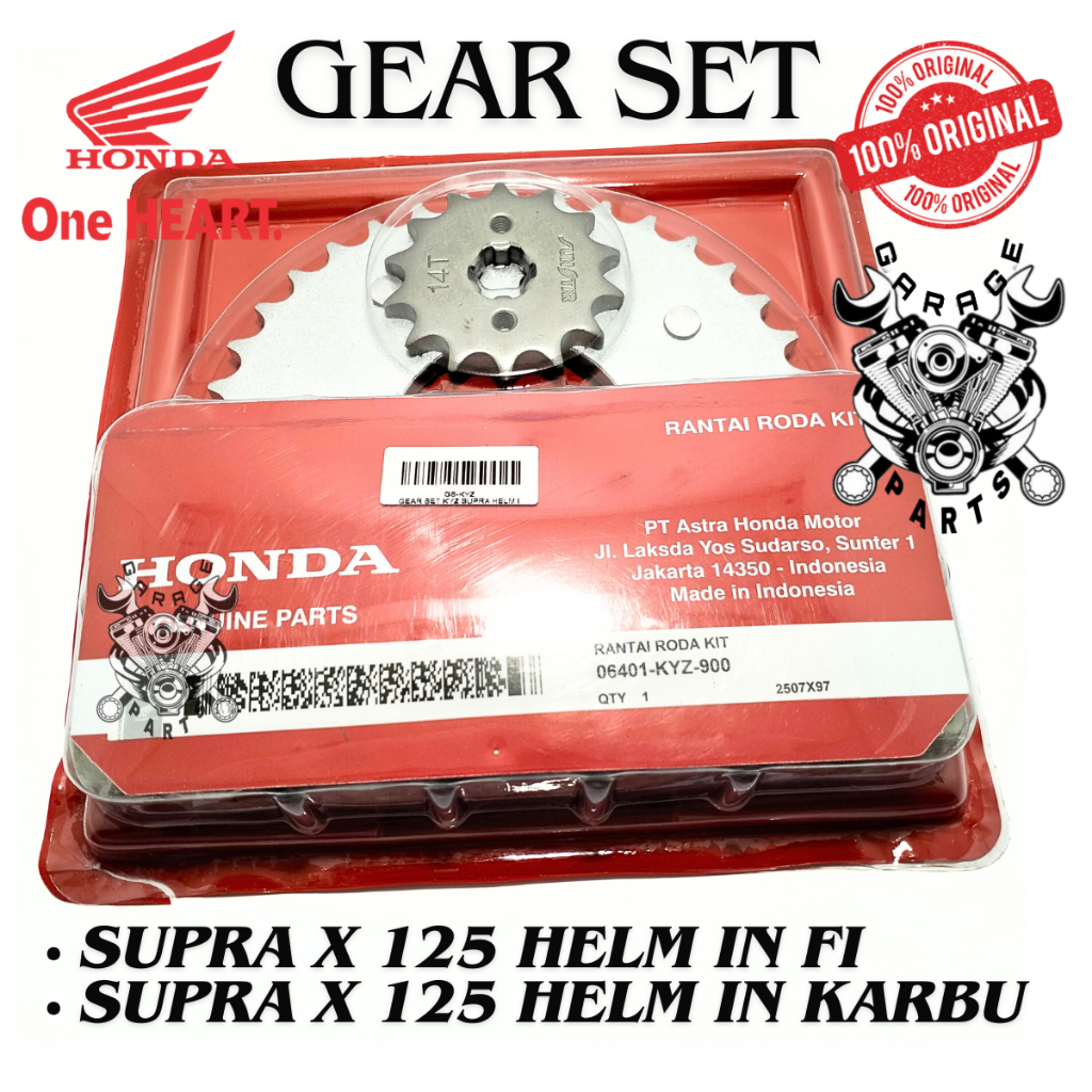 Gear Set Rantai KYZ Honda Supra X 125 Helm In FI Supra X 125 Helm In Karbu Gir Set Girset Ger Set Ge