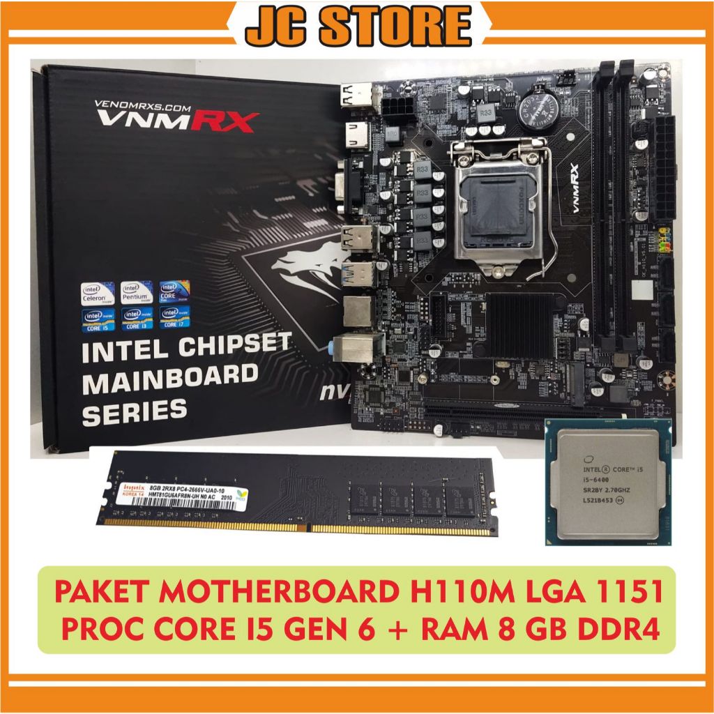 Motherboard H110 Plus Processor Core i5 Gen 6 RAM 8 GB ddr4