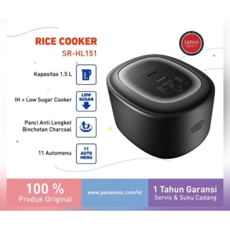 PANASONIC RICE COOKER DIGITAL LOW CARBO 1,5 LITER SR-HL151KSR HL151