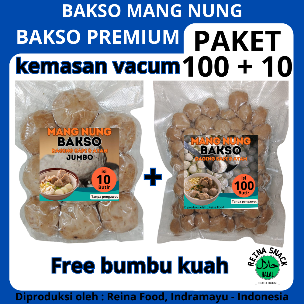 

PAKET BAKSO MANG NUNG 100 + 10 JUMBO FREE BUMBU KUAH