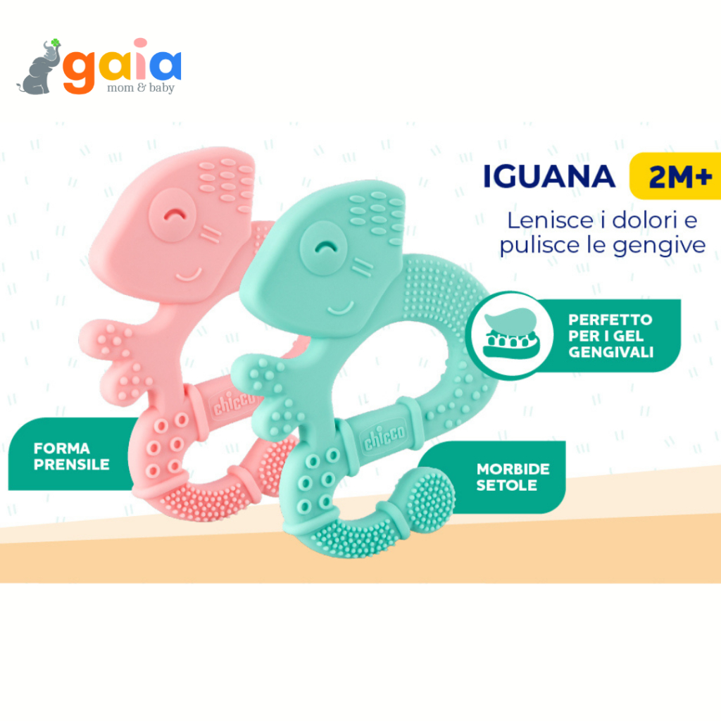 Chicco Soft Bristles Teether 2M+ | Mainan Gigitan Bayi (Iguana)