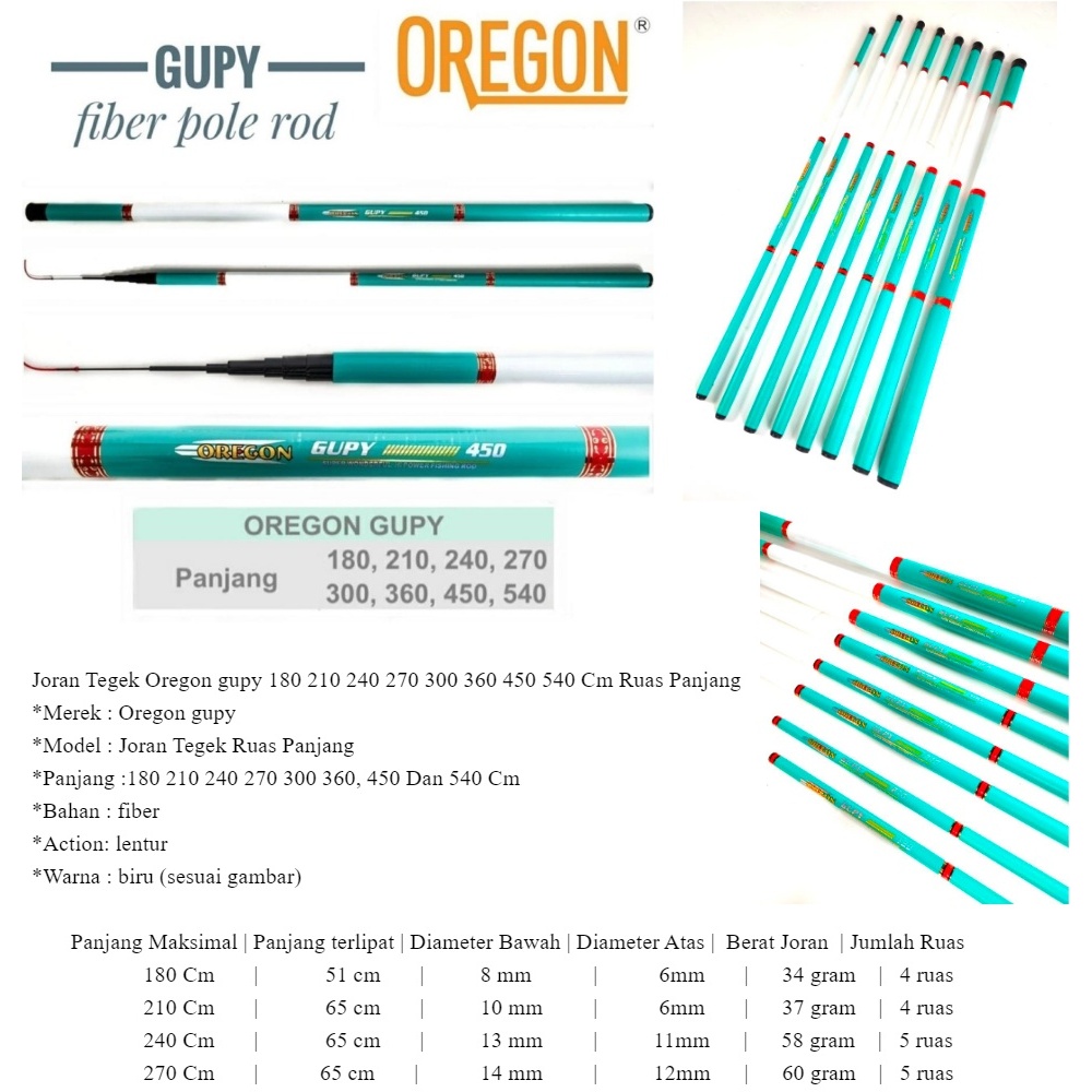 JORAN TEGEK OREGON GUPY RUAS PANJANG | FIBER POLE ROD OREGON | TEGEK HARIAN RINGAN DAN PRAKTIS