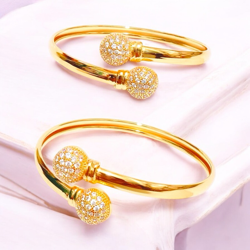 gelang bangle bangkok dewasa model bola tinju berlapis emas untuk wanita ~GL08