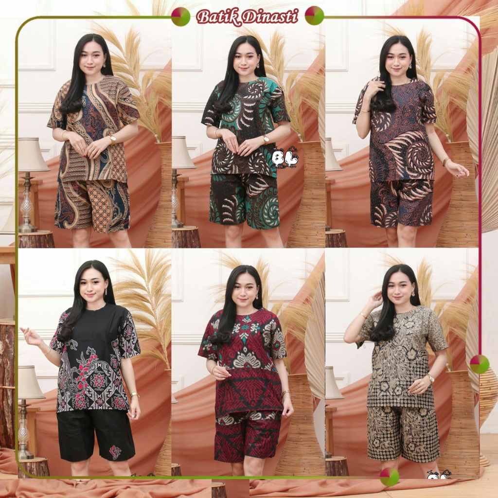Blus Celana - BATIK BLOUSE & CELANA SETELAN - Setelan batik lengan pendek jumbo - Motif Kombinasi Ba