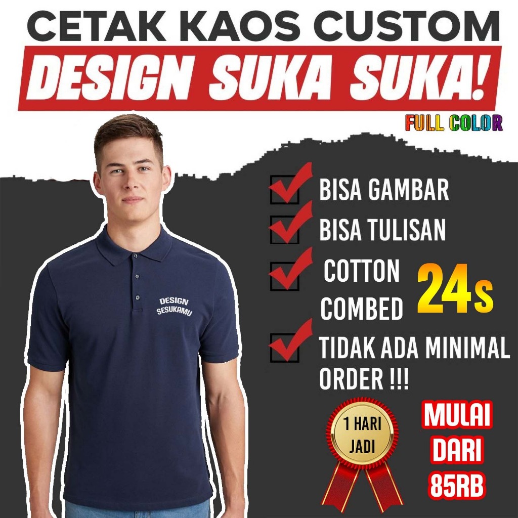PREMIUM Custom Kaos Polo, Sablon Polo Shirt Satuan/Lusinan, Sablon Kaos Kerah