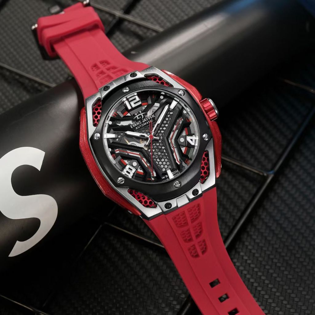 Big Sale  Jam Tangan Pria Evans Jayden 9621 Rubber Silicon Automatic Kaca Sapphire Water Resistant 1