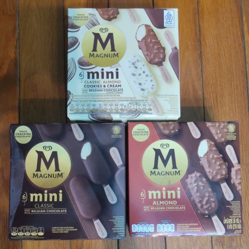 magnum mini classic/magnum mini almond/magnum cookies and cream/ice cream magnum/magnum mini