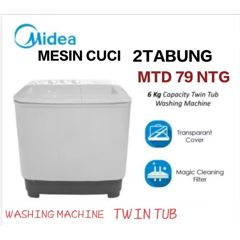 MIDEA MESIN CUCI MTD 79 NTG MESIN CUCI MIDEA MTD 79 NTG  2TABUNG 6KG WASHING MACHINE TWIN TUB