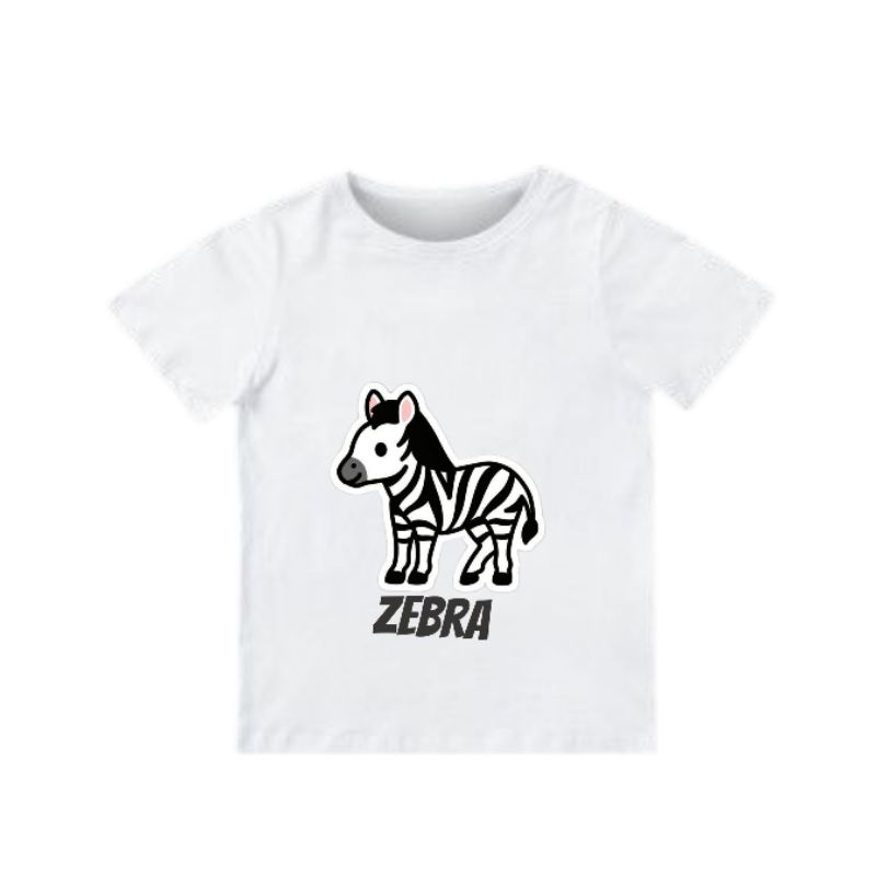 Baju Kaos Anak Karakter Kuda Zebra Lucu Bahan Katun Usia 2-3 Tahun
