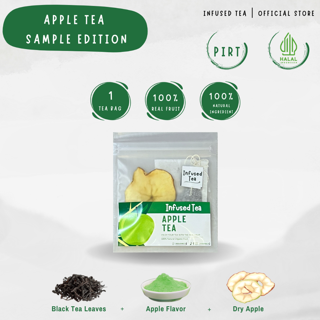 

[Infused Tea] Teh Apel + Buah Apel Kering | Teh Herbal Segar & Sehat cocok untuk Diet & Detok Alami |(SAMPLE EDITION 1 TEABAG)