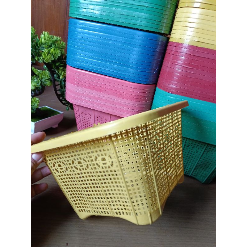 [WAKUL KOTAK]60 PCS WAKUL CETING BESEK SEGI FULL KOTAK TEBAL BAKUL WADAH NASI TRADISIONAL