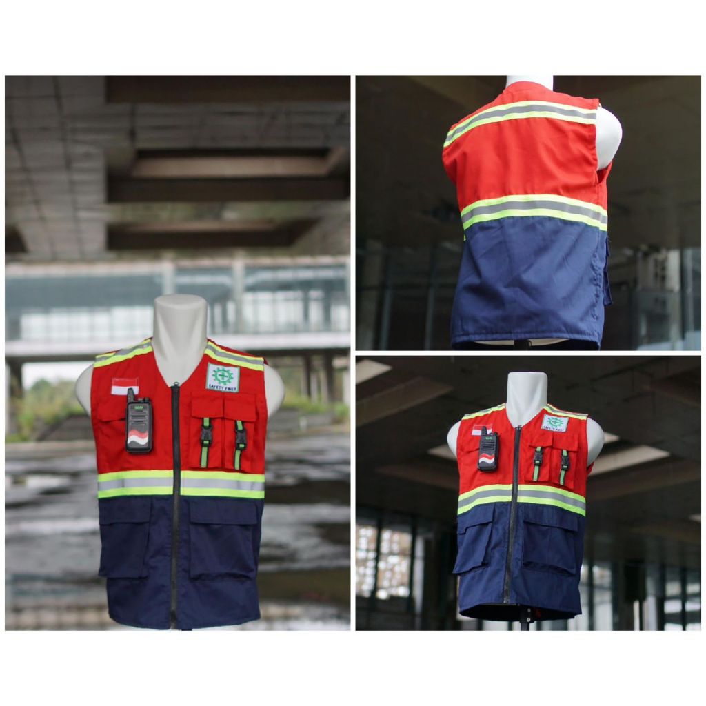 Rompi Safety First | Rompi Safety | Rompi Safety Vest | Bahan American Drill Kombinasi 2 Warna Denga