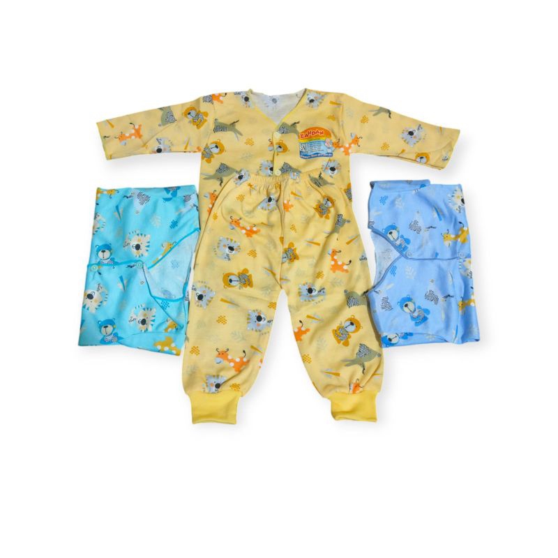 3 stelan anak zahdan warna printing lengan panjang kancing depan SNI