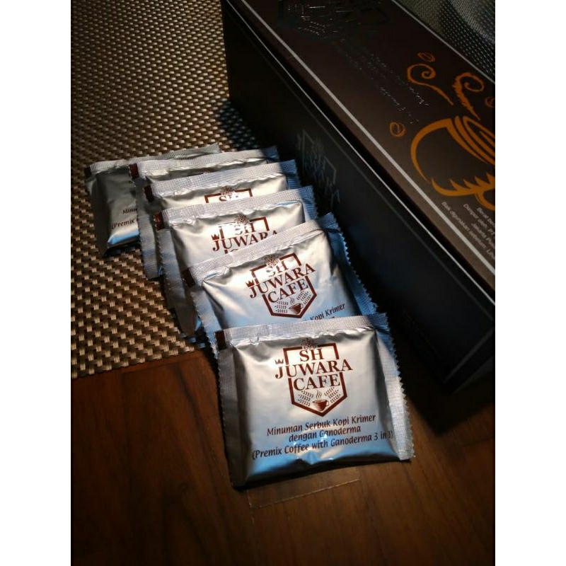 

KOPI SH JUWARAA 3IN1 (TANPA GULA) Kopi Kesehatan Mengandung Ganoderma sh juwara cafe