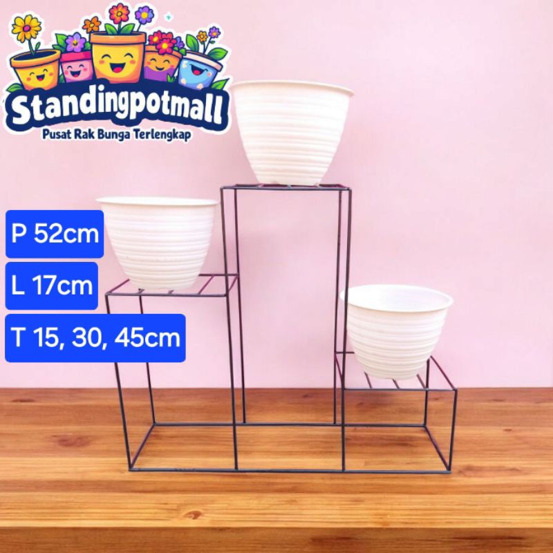 standing pot besi rak bunga sudut ruang tamu