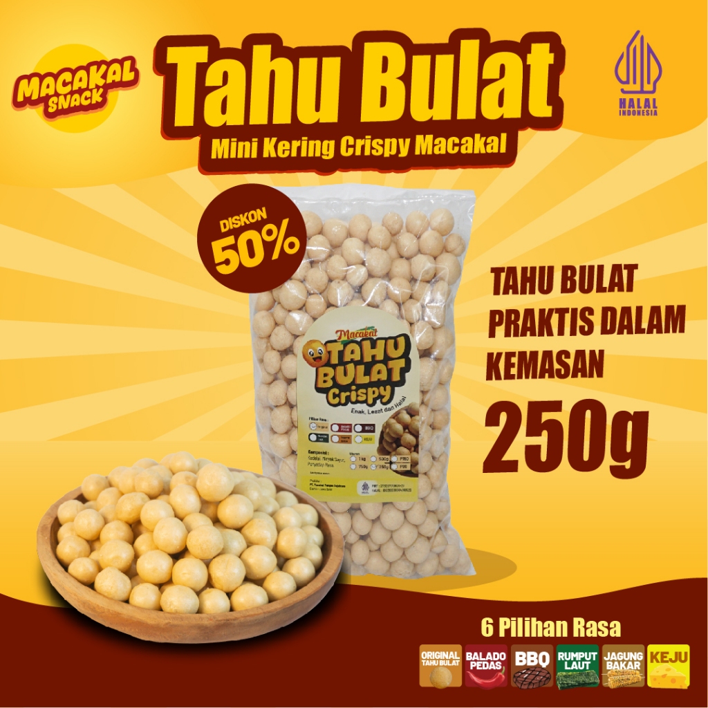 

Macakal - Tahu Bulat Mini Kering Crispy 250g I Tahu Renyah Khas Ciamis Tanpa Di goreng Lagi Di Rumah