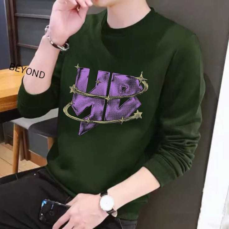 Kaos Atasan Pria Dewasa Lengan Panjang Motif YB Kekinian Kaos Long Sleeve Crewneck Pria Sablon Cetak