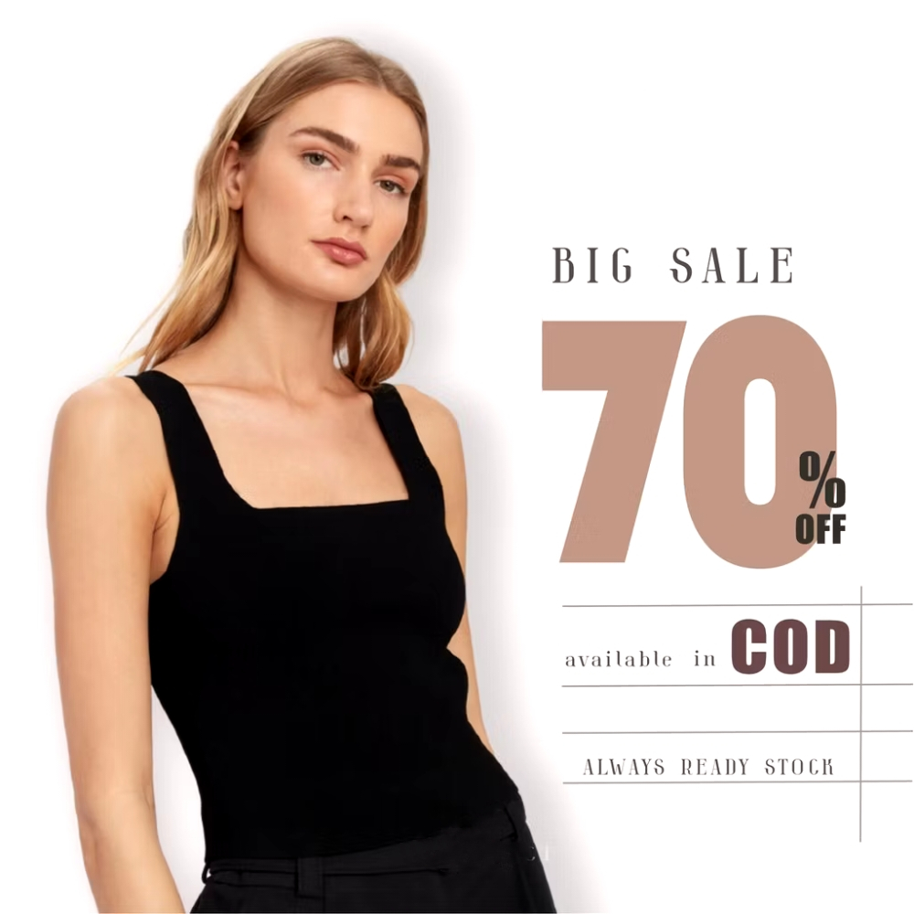 TANKTOP TANK TOP TANGTOP WANITA POLOS BASIC TALI BESAR SQUARE SPANDEK JERSEY