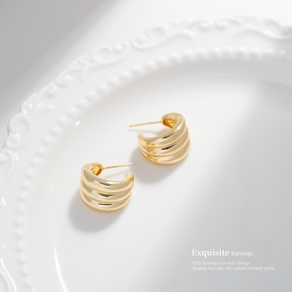 Anting hijab setengah bulat/anting 925/titanium perak/perhiasan anting sederhana