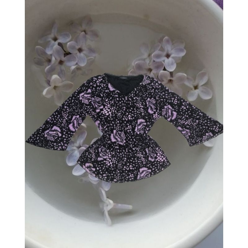 floral top y2k purple flare sleeve blouse coquette