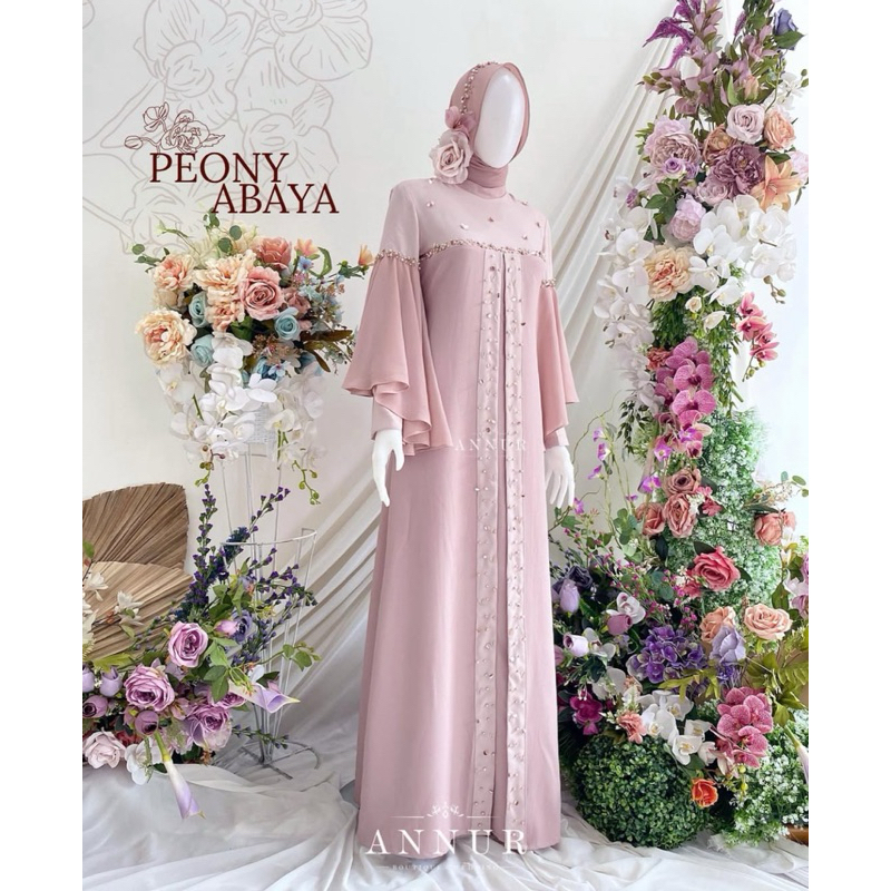 [Preloved] Annur Label - Peony Abaya Rosegold