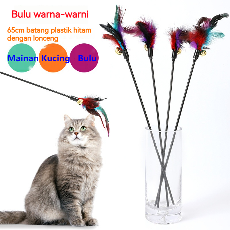 Mainan tongkat kucing, mainan kucing, mainan kucing lonceng bulu, mainan kucing bulu