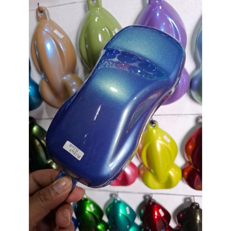 cat warna light dolphin blue cat biru ke ungu unguan dan aksen gold  cat biru ke ungu unguan cat mot