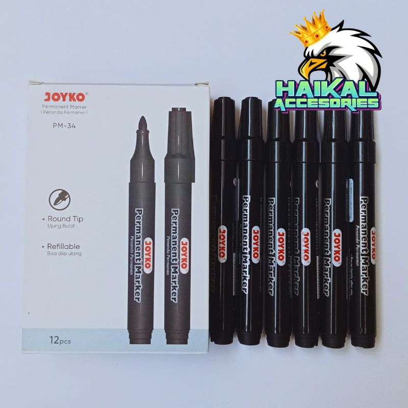 

Spidol Joyko Permanent PM-34 Isi 12pcs Paket Hemat Untuk Usaha