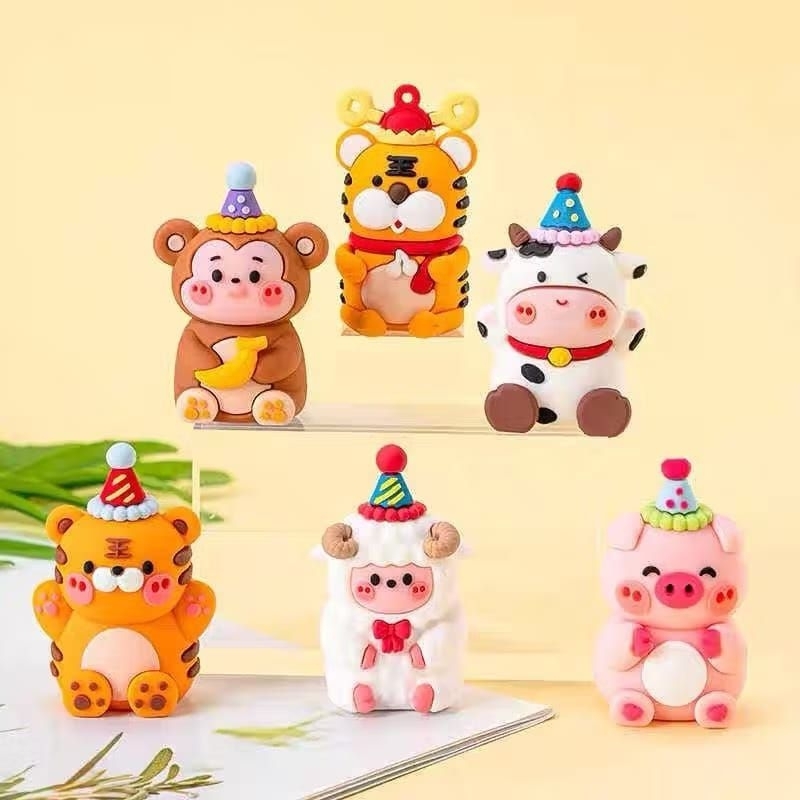 {HKS} PAJANGAN KUE ULANG TAHUN MINIATUR MOTIF HEWAN ANIMAL SHIO TOPPER CAKE HAPPY BIRTHDAY / DEKORAS