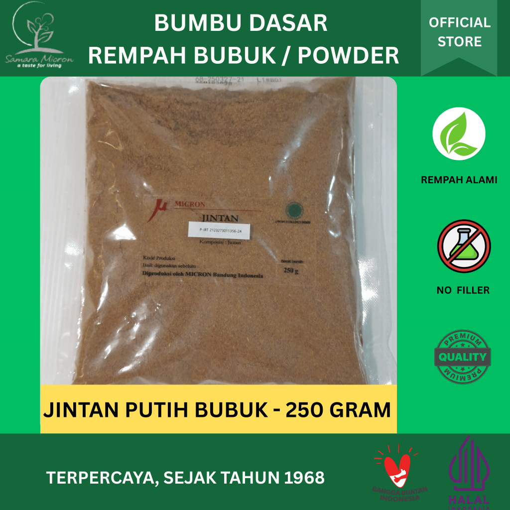 

Bumbu Dasar Samara Micron - Jintan Putih Bubuk- Cumin Powder - 250g