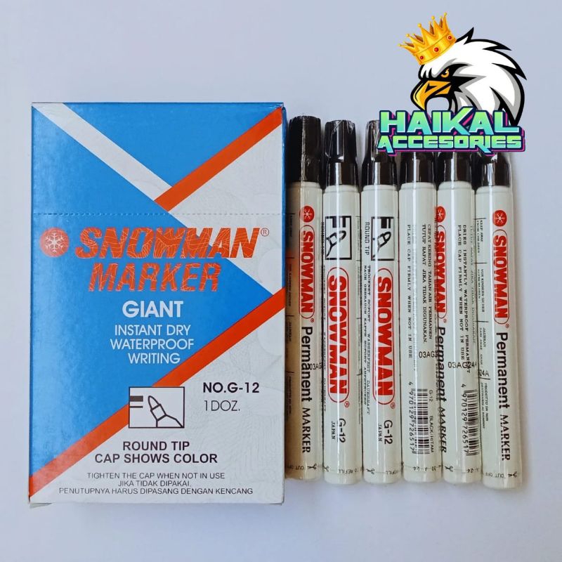 

Spidol Snowman Permanen No.G-12 Isi 12pcs Paket Hemat Untuk Usaha