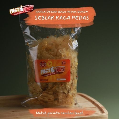 

SEBLAK KACA | SEBLAK KRIPIK KACA ASIN PEDAS CABE IJO RUMPUT LAUT 120 GRAM PASTI SNACK