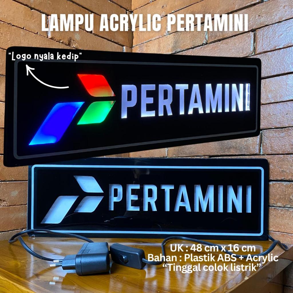Lampu Acrylic Pertamini Lampu Neon sign/ Neon box mini/ Lampu tulisan penanda Usaha PERTAMINI LOGO B