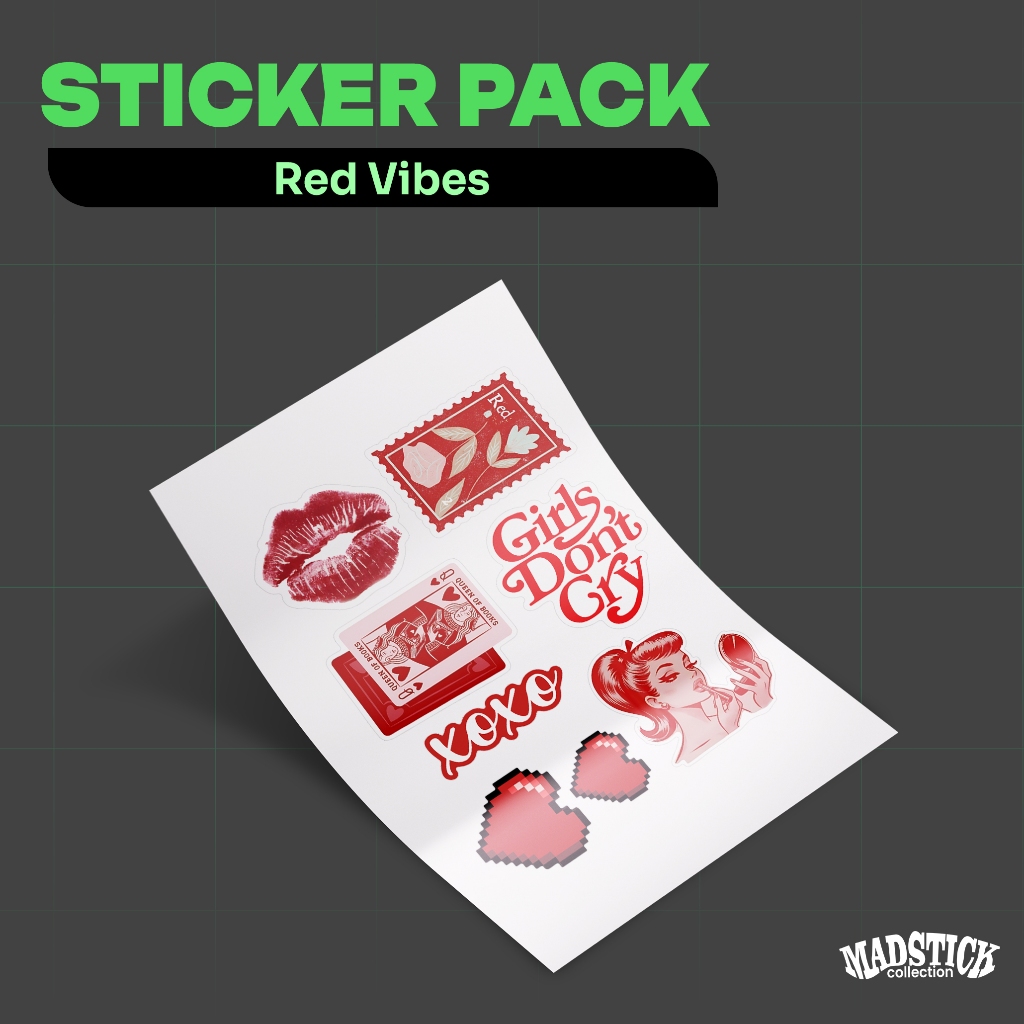 

STICKER PACK RED VIBES / STICKER RED/ STICKER GIRL / STICKER AESTHETIC / STIKER HP