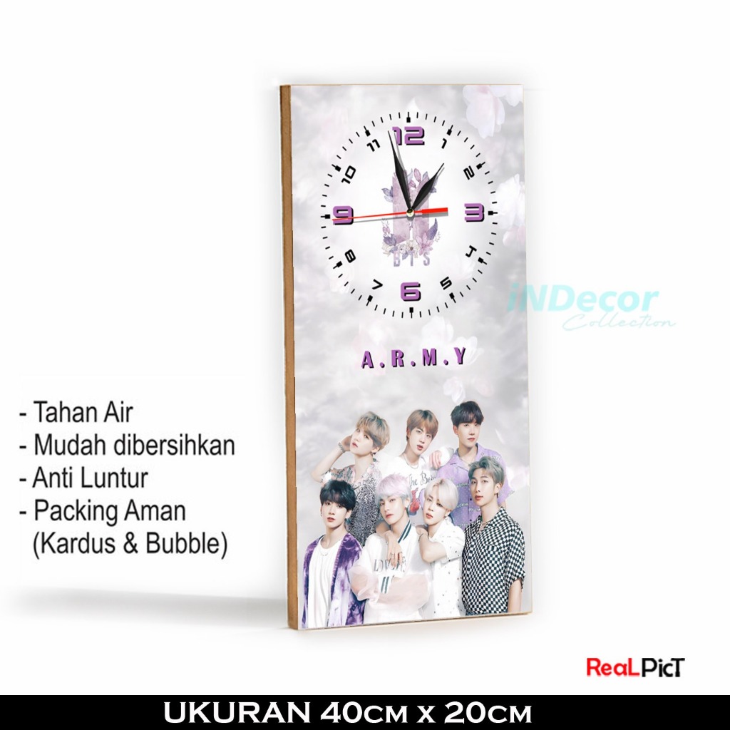 Jam Dinding Kayu BTS V JIMIN RM JUNGKOOK RM J-HOPE JIN I Jam Dinding ARMY K-POP NEW