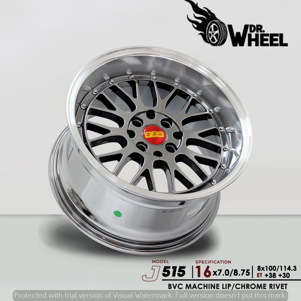 Velg mobil ring 16 model BBS lebar 7/8.5 lubang 4x100 dan 4x114,3 et38/20 warna black chrome mechine