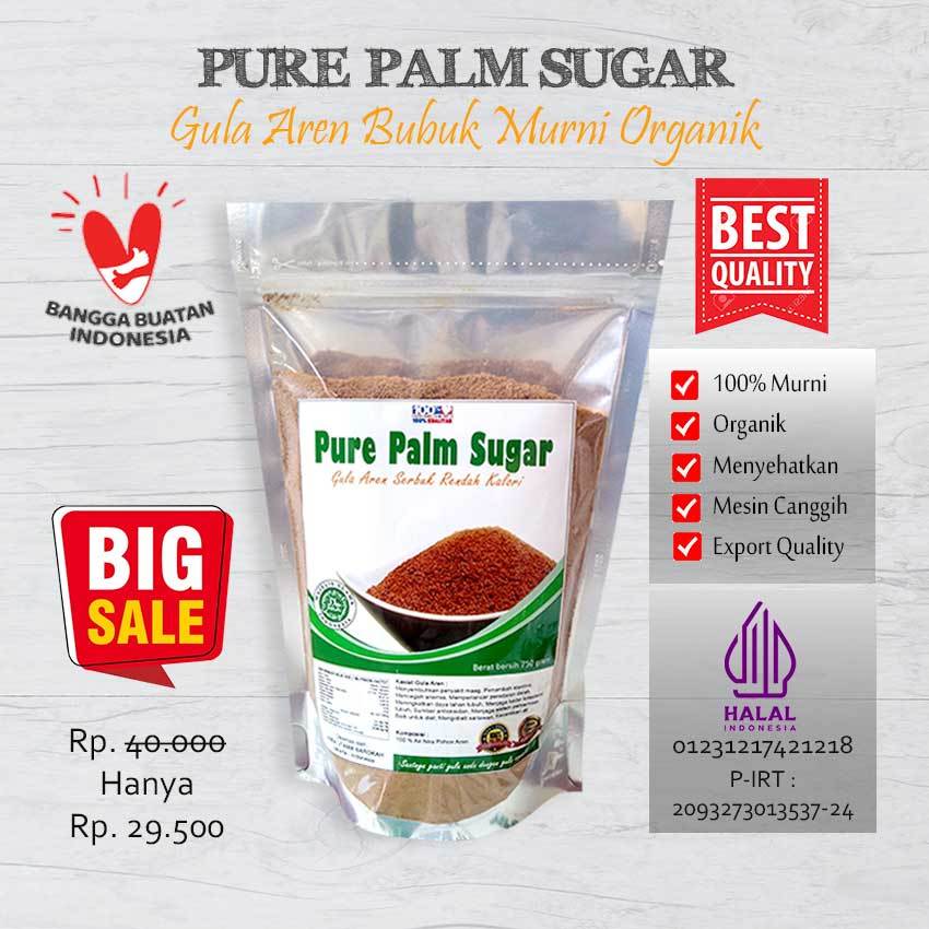 

Gula Aren Bubuk Murni 100% 1 Kg - Pure Palm Sugar Kualitas Export Super Premium - Netto 750gram
