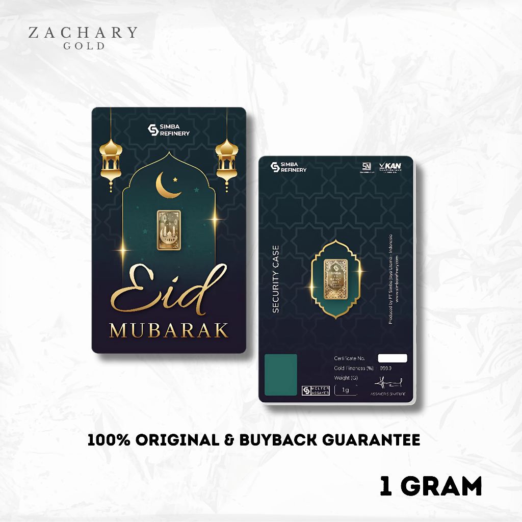 SIMBA Logam Mulia Emas 1 Gram Idul Fitri - LM Batangan Sertifikat Fine Gold 99.99% 24 Karat 999.9